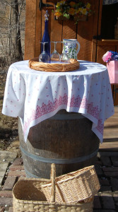 wine barrel serving table