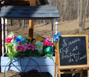 flower cart filled with paper flowers