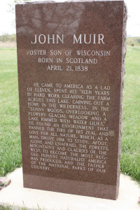Muir memorial marker cut from local red granite