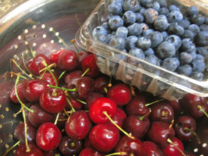 cherries and blueberries