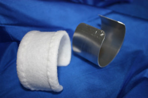 cuff bracelet aluminum base and felt under covering