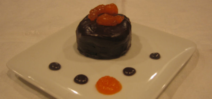 ganache and chil mango covered brownie