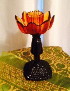 one of our glass art candle holders
