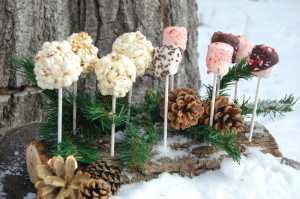 marshmallow and popcorn ball sticks